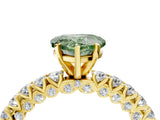 Yellow gold Fancy Green Heart Cut Diamond Pavé Band Solitaire Ring with Prong Setting_21