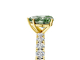 Yellow gold Fancy Green Heart Cut Diamond Pavé Band Solitaire Ring with Prong Setting_22
