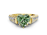 Yellow gold Fancy Green Heart  Cut Diamond Pavé Band Solitaire with Four-Prong Setting_15
