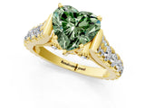 Yellow gold Fancy Green Heart  Cut Diamond Pavé Band Solitaire with Four-Prong Setting_16