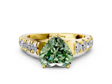 Yellow gold Fancy Green Heart  Cut Diamond Pavé Band Solitaire with Four-Prong Setting_3