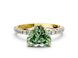 Yellow gold Fancy Green Heart  Cut Diamond Pavé Band Solitaire with Four-Prong Setting_3