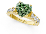 Yellow gold Fancy Green Heart  Cut Diamond Pavé Band Solitaire with Four-Prong Setting_4