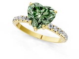 Yellow gold Fancy Green Heart  Cut Diamond Pavé Band Solitaire with Four-Prong Setting_4