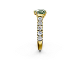 Yellow gold Fancy Green Heart  Cut Diamond Pavé Band Solitaire with Four-Prong Setting_5