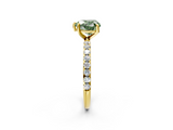 Yellow gold Fancy Green Heart  Cut Diamond Pavé Band Solitaire with Four-Prong Setting_5
