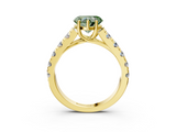 Yellow gold Fancy Green Heart  Cut Diamond Pavé Band Solitaire with Four-Prong Setting_6