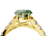 Yellow gold Fancy Green Heart  Cut Diamond Pavé Band Solitaire with Four-Prong Setting_7