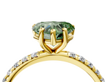 Yellow gold Fancy Green Heart  Cut Diamond Pavé Band Solitaire with Four-Prong Setting_7