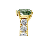 Yellow gold Fancy Green Heart  Cut Diamond Pavé Band Solitaire with Four-Prong Setting_8