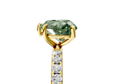 Yellow gold Fancy Green Heart  Cut Diamond Pavé Band Solitaire with Four-Prong Setting_8