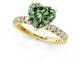 Yellow gold Fancy Green Heart  Cut Diamond Pavé Band with Four-Prong Setting_1