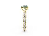 Yellow gold Fancy Green Heart  Cut Diamond Pavé Band with Four-Prong Setting_2