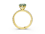 Yellow gold Fancy Green Heart  Cut Diamond Pavé Band with Four-Prong Setting_3