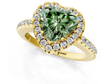 Yellow gold Fancy Green Heart Cut Diamond Pavé Halo Ring with Four-Prong Setting_18