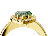 Yellow gold Fancy Green Heart Cut Diamond Pavé Halo Ring with Four-Prong Setting_21