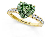 Yellow gold Fancy Green Heart Cut Diamond Pavé Solitaire Engagement Ring with Four-Prong Setting_21
