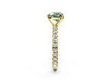 Yellow gold Fancy Green Heart Cut Diamond Pavé Solitaire Ring with Round Band and Prong Setting_14