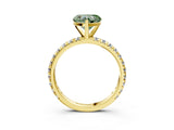Yellow gold Fancy Green Heart Cut Diamond Pavé Solitaire Ring with Round Band and Prong Setting_15