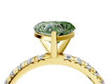 Yellow gold Fancy Green Heart Cut Diamond Pavé Solitaire Ring with Round Band and Prong Setting_16