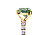 Yellow gold Fancy Green Heart Cut Diamond Pavé Solitaire Ring with Round Band and Prong Setting_17