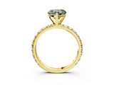 Yellow gold Fancy Green Heart Cut Diamond Pavé Solitaire Ring with Round Band and Prong Setting_27