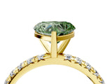 Yellow gold Fancy Green Heart Cut Diamond Pavé Solitaire Ring with Round Band and Prong Setting_28