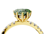 Yellow gold Fancy Green Heart Cut Diamond Pave Band Solitaire Ring with Four-Prong Setting_22