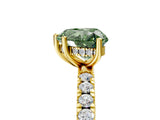 Yellow gold Fancy Green Heart Cut Diamond Pave Band Solitaire Ring with Four-Prong Setting_23