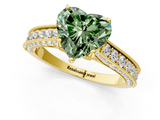 Yellow gold Fancy Green Heart  Cut Diamond Pave Band with Four-Prong Setting_1