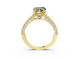 Yellow gold Fancy Green Heart  Cut Diamond Pave Band with Four-Prong Setting_3
