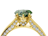 Yellow gold Fancy Green Heart  Cut Diamond Pave Band with Four-Prong Setting_4