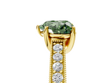 Yellow gold Fancy Green Heart  Cut Diamond Pave Band with Four-Prong Setting_5