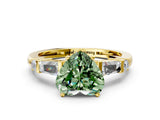 Yellow gold Fancy Green Heart  Cut Diamond Ring with Baguette Side Stones, Channel Set Band, and Four-Prong Setting_24
