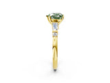 Yellow gold Fancy Green Heart  Cut Diamond Ring with Baguette Side Stones, Channel Set Band, and Four-Prong Setting_26