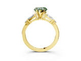 Yellow gold Fancy Green Heart  Cut Diamond Ring with Baguette Side Stones, Channel Set Band, and Four-Prong Setting_27