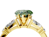 Yellow gold Fancy Green Heart  Cut Diamond Ring with Baguette Side Stones, Channel Set Band, and Four-Prong Setting_28
