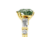 Yellow gold Fancy Green Heart  Cut Diamond Ring with Baguette Side Stones, Channel Set Band, and Four-Prong Setting_29