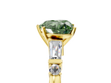 Yellow gold Fancy Green Heart  Cut Diamond Ring with Baguette Side Stones, Channel Set Band, and Four-Prong Setting_5