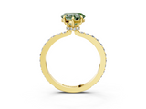 Yellow gold Fancy Green Heart  Cut Diamond Ring with Pavé Band and Four-Prong Setting_3