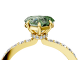 Yellow gold Fancy Green Heart  Cut Diamond Ring with Pavé Band and Four-Prong Setting_4