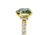 Yellow gold Fancy Green Heart  Cut Diamond Ring with Pavé Band and Four-Prong Setting_5