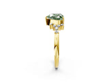 Yellow gold Fancy Green Heart Cut Diamond Ring with Side Stones and Four-Prong Setting_61