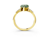 Yellow gold Fancy Green Heart Cut Diamond Ring with Side Stones and Four-Prong Setting_62