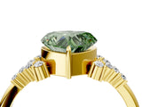 Yellow gold Fancy Green Heart Cut Diamond Ring with Side Stones and Four-Prong Setting_63