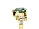 Yellow gold Fancy Green Heart Cut Diamond Ring with Side Stones and Four-Prong Setting_64