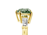 Yellow gold Fancy Green Heart  Cut Diamond Ring with Tapered Baguette Side Stones in Four-Prong Setting_5