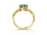 Yellow gold Fancy Green Heart Cut Diamond Scattered Round Accent Ring with Prong Setting_15