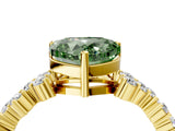 Yellow gold Fancy Green Heart Cut Diamond Scattered Round Accent Ring with Prong Setting_16