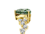 Yellow gold Fancy Green Heart Cut Diamond Scattered Round Accent Ring with Prong Setting_17